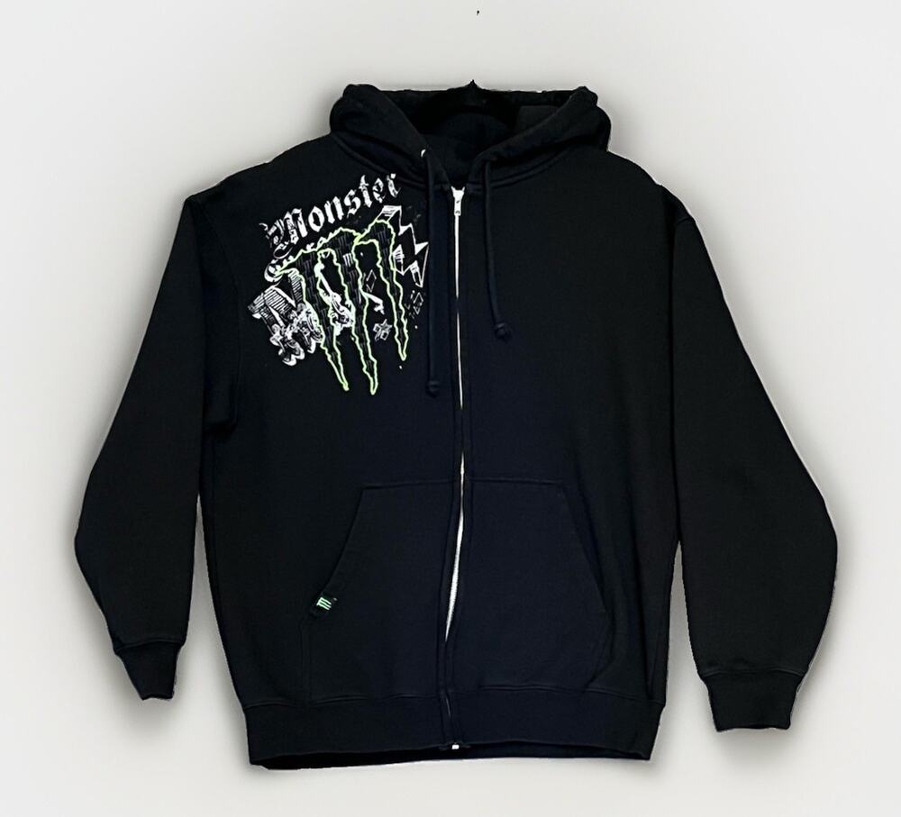 Monster Energy Full Zip Hoodie Jacket Mens Sz M Y2K MX Official Merch Grunge